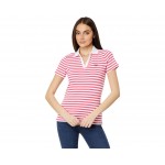 Womens Tommy Hilfiger Short Sleeve Striped Johnny Collar Polo