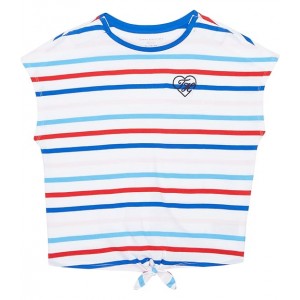 SS Tia Tie Front T-Shirt w/ Velcro Brand Closure At Shoulders (Little Kids/Big Kids) Classic White/Multi