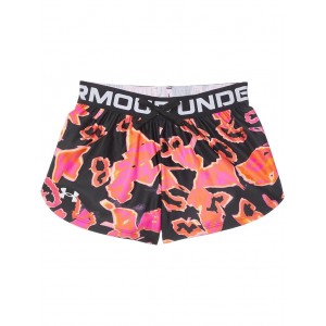 Play Up Printed Shorts (Big Kids) Black/Fluo Pink/White
