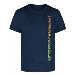 Vertical Wordmark Short Sleeve Shirt (Little Kid/Big Kid) Graphite Blue