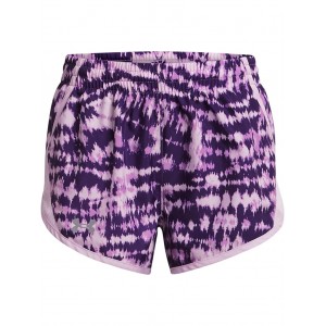 Fly By Printed Shorts (Big Kids) Provence Purple/Black/Reflective