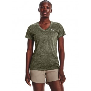 UA Tech Twist V-Neck Grove Green/Marine OD Green/Metallic Silver