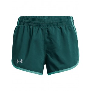 Under Armour Girls Fly By Athletic Shorts (Big Kids) Hydro Teal/Radial Turquoise/Reflective