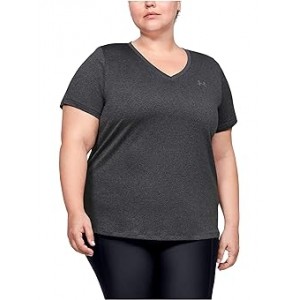Womens Under Armour Plus Size Tech Solid Short Sleeve V-Neck