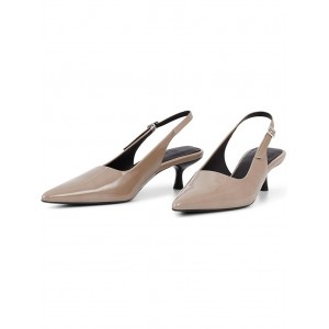 Lykke Patent Leather Slingback Pumps Taupe