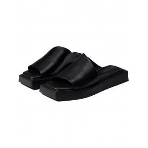 Evy Leather Asymmetrical Sandal Black