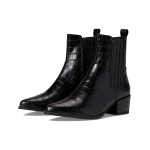 Marja Croc Embossed Leather Bootie Black 1