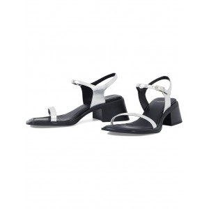 Ines Leather Strappy Heeled Sandal Silver