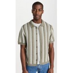 Crochet Stripe Button Down Shirt