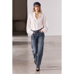 STRAIGHT CUT MID RISE RHINESTONE JEANS ZW COLLECTION