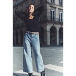 Z1975 BELTED HIGH RISE CROPPED WIDE LEG JEANS