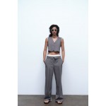 TOPSTITCHED TURNED-DOWN WAIST PANTS