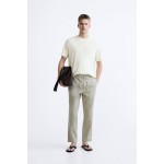 COTTON AND LINEN TEXTURED PANTS