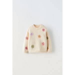FLORAL EMBROIDERY KNIT SWEATER