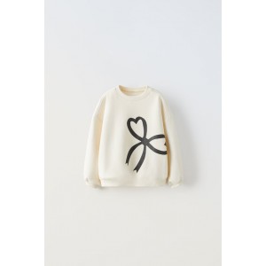 PRINTED SWEATSHIRT WITH SHIMMER BOW