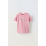 RIBBED T-SHIRT WITH PEARLS