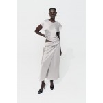KNOTTED SATIN EFFECT MIDI SKIRT