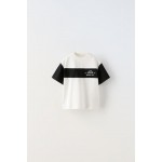 EMBROIDERED TEXT STRIPED T-SHIRT