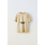 WASHED EFFECT T-SHIRT WITH SLOGAN