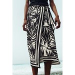 PRINTED WRAP MIDI SKIRT