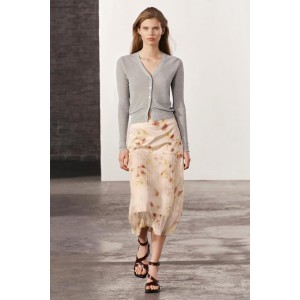 ZW COLLECTION SHEER FLORAL MIDI SKIRT
