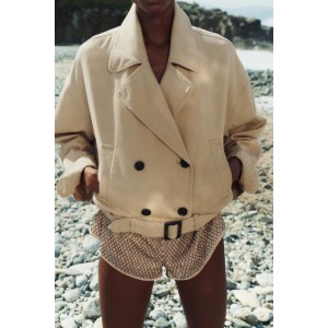 BELTED CROP TRENCH COAT