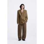 BELTED COTTON AND HEMP PANTS