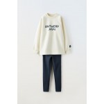 TEXT SWEATSHIRT AND LEGGINGS MATCHING SET