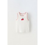 EMBROIDERED FRUIT RIB TANK TOP