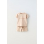 PLUSH WASHED-EFFECT T-SHIRT AND BERMUDA SHORTS CO-ORD