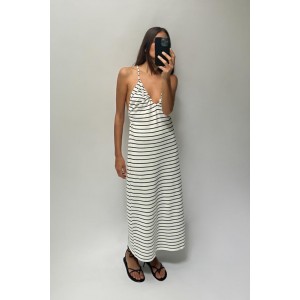 STRIPED RUCHED DRESS