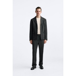 100% LINEN HOUNDSTOOTH SUIT TROUSERS