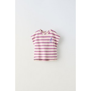 EMBROIDERED STRIPED KNIT T-SHIRT