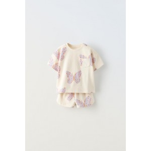 BUTTERFLY T-SHIRT AND SHORTS MATCHING SET