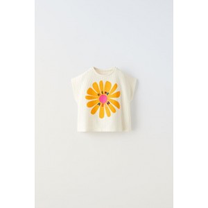 FLORAL EMBROIDERED WAFFLE KNIT TOP