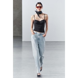 SHIMMERY HIGH WAIST WIDE LEG JEANS ZW COLLECTION