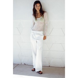 SATIN EFFECT PANTS WITH CONTRASTING PIPING