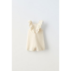 RUFFLED KNIT OVERALLS