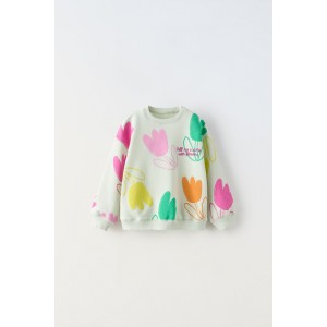 TULIP AND TEXT DETAIL SWEATSHIRT