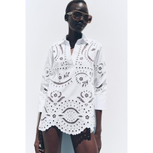 EMBROIDERED EYELET SHIRT ZW COLLECTION