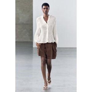 ZW COLLECTION TEXTURED 100% LINEN BLOUSE