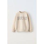 EMBROIDERED TEXT PIQUEE SWEATSHIRT