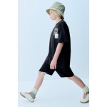 PLUSH T-SHIRT AND BERMUDA SHORTS CO-ORD WITH LABEL DETAIL