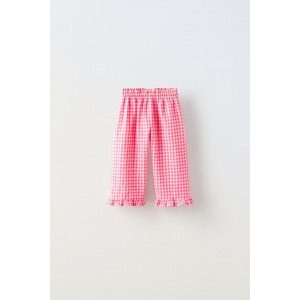 EMBROIDERED GINGHAM PANTS
