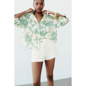 PRINTED LINEN BLEND SHIRT