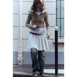 BELTED BOX PLEATED SKIRT