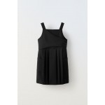 POCKETED PLEATED PINAFORE DRESS