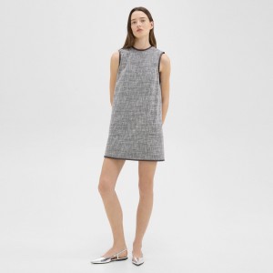 Relaxed Sleeveless Dress in Canvas Tweed