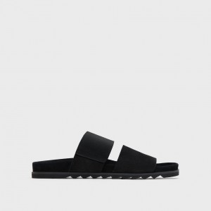 Banded Slide Sandals in Suede