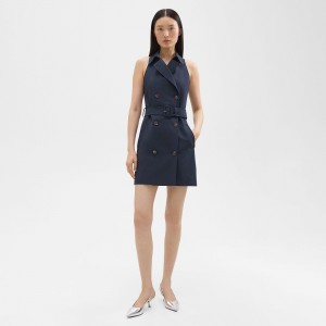 Halter Trench Dress in Good Wool